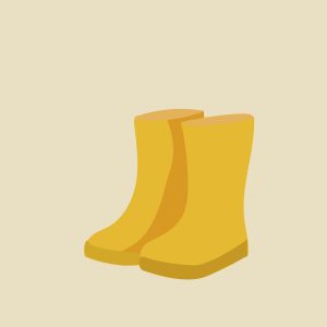 A pair of yellow children's boots.